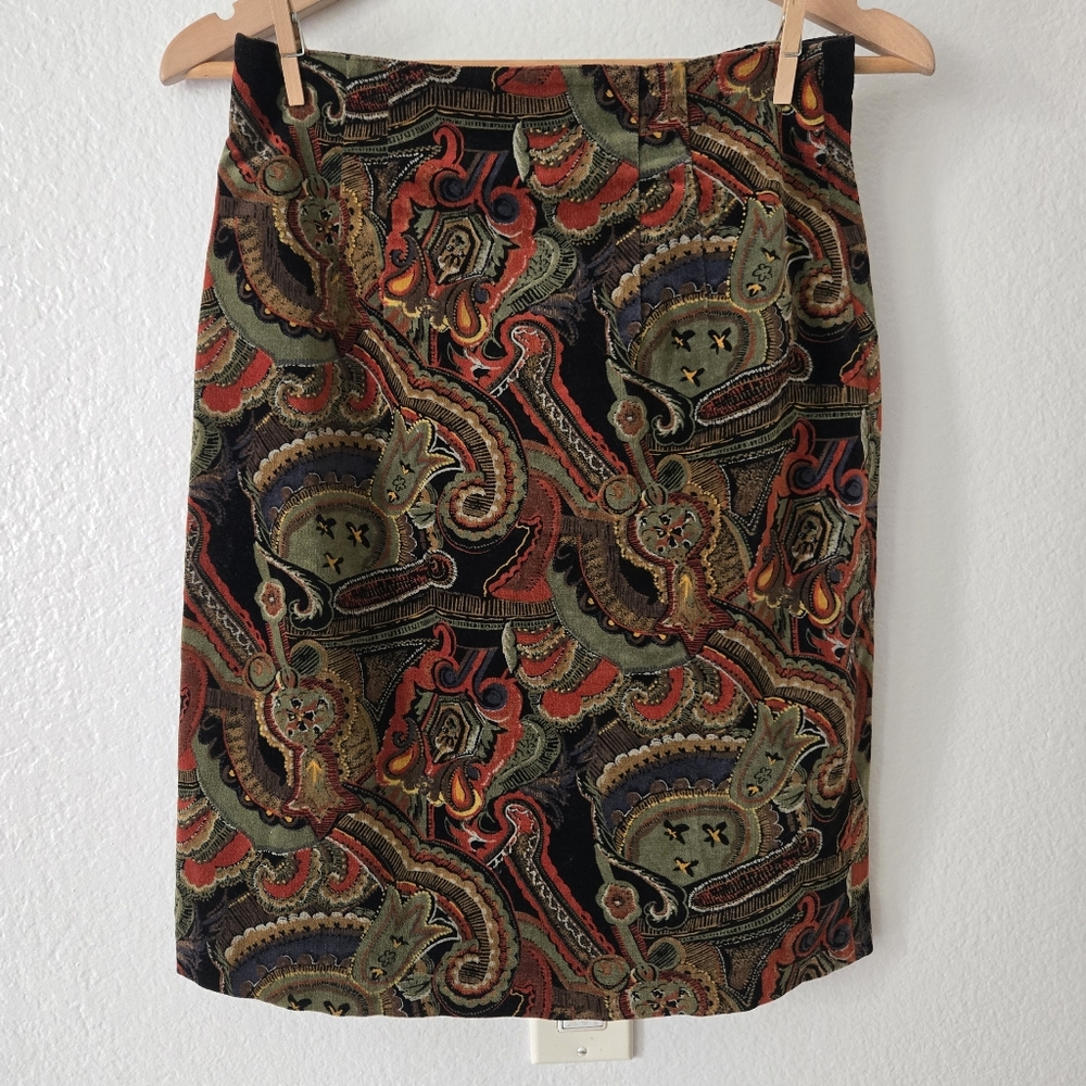 Green, Orange, and Black Mini Pencil Skirt